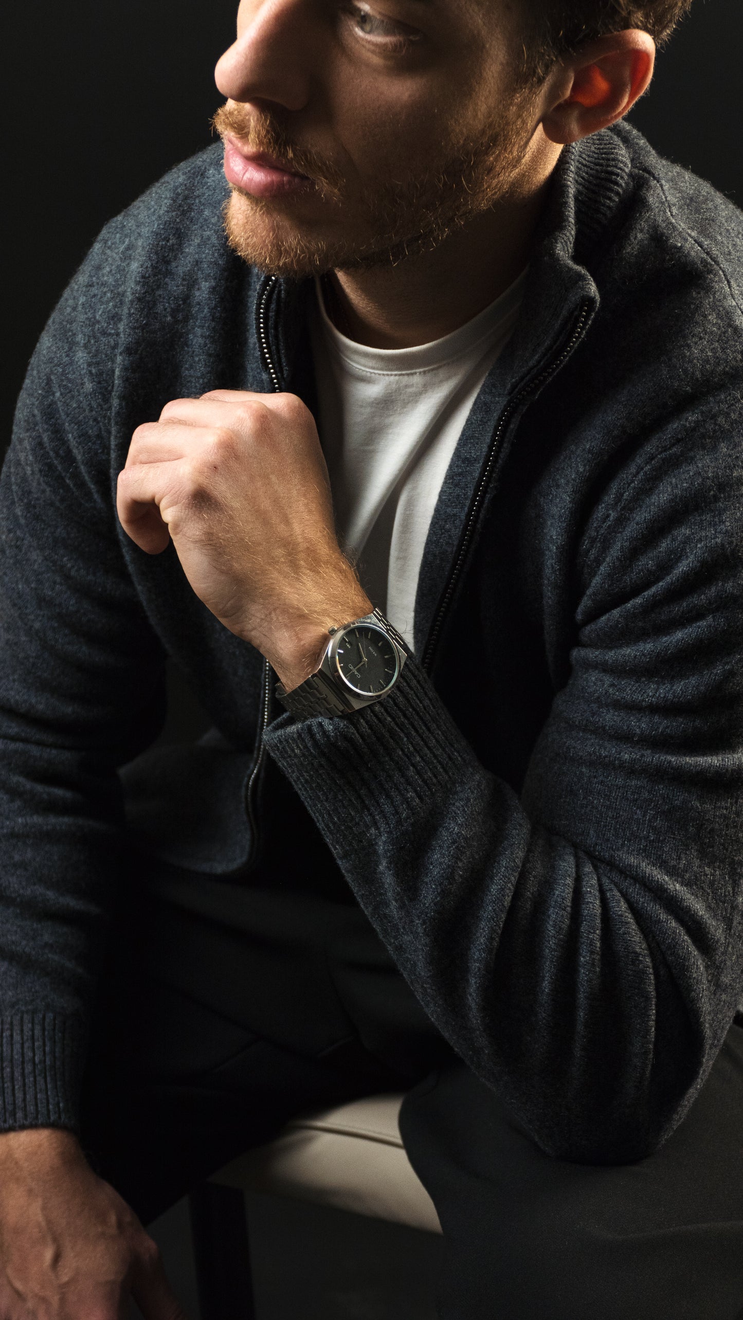 Wool Full-zip sweater (Dark Grey)