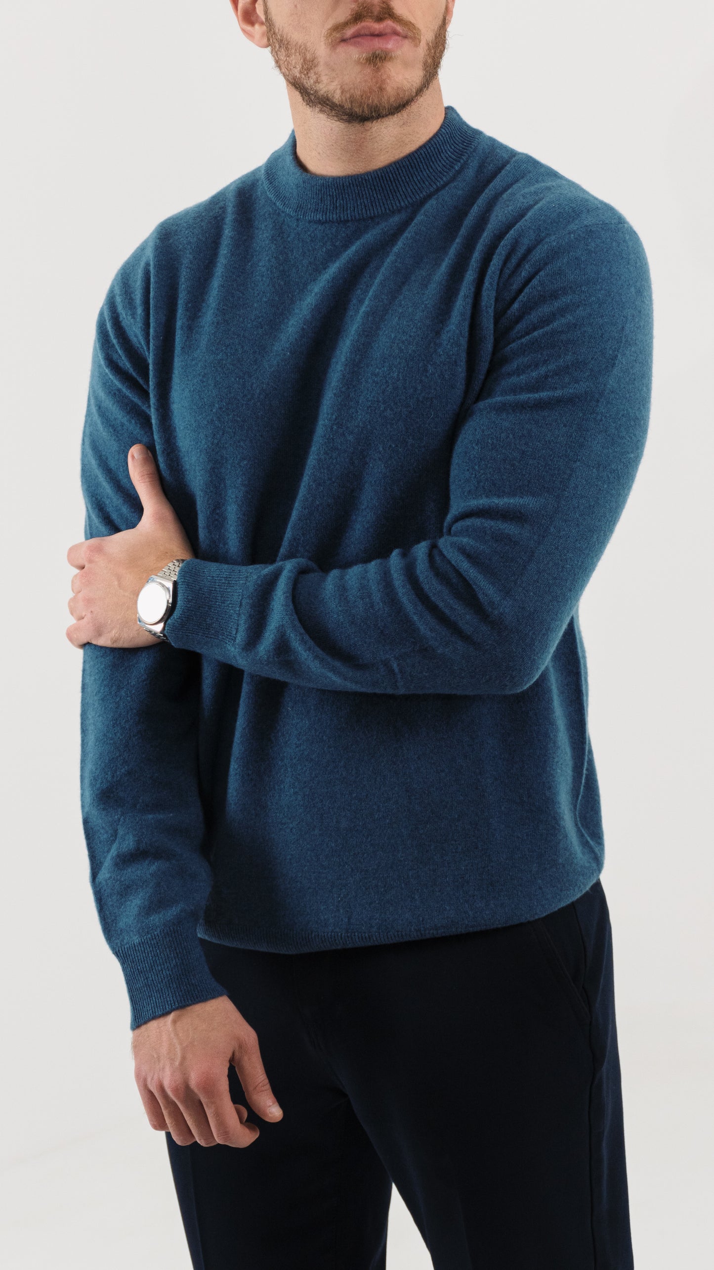 Wool & Cashmere Blend Sweater (Steel Blue)